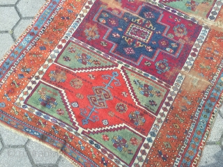 Antique East-Anatolian Yoruk Kurdish rug with archaic design and beautiful colors, age: early 19th century. Size: 192x137cm / 6'3''ft x 4'5''ft Due to its high age this rug has some damage but  ...