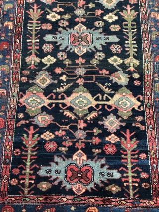 Antique Persian Hamedan rug, navy blue ground color, size: ca. 200x110cm / 6'6''ft by 3'6''ft                  