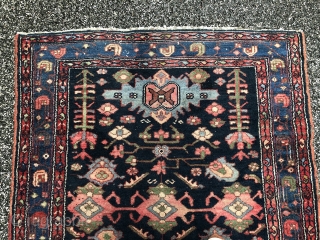 Antique Persian Hamedan rug, navy blue ground color, size: ca. 200x110cm / 6'6''ft by 3'6''ft                  