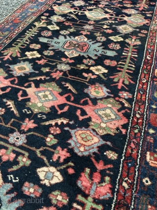 Antique Persian Hamedan rug, navy blue ground color, size: ca. 200x110cm / 6'6''ft by 3'6''ft                  