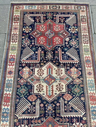 Antique Caucasian Akstafa rug, mid 19th Century. Size: circa 315x123cm / 10,4ft by 4,1ft www.najib.de                  