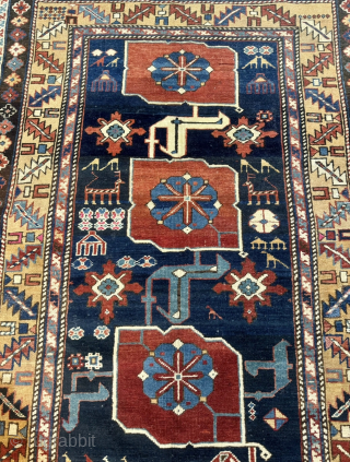 Rare antique Caucasian Karagashli Shirvan rug with pink silk highlights, 19th century. Size: circa 150x95cm / 5ft by 3,1ft http://www.najib.de             