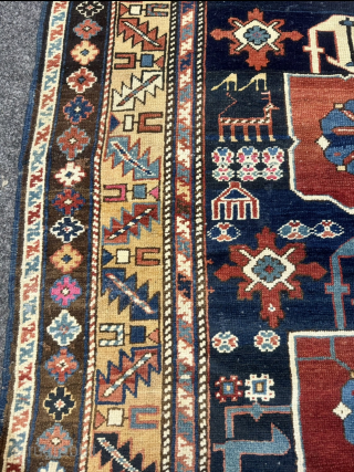Rare antique Caucasian Karagashli Shirvan rug with pink silk highlights, 19th century. Size: circa 150x95cm / 5ft by 3,1ft http://www.najib.de             