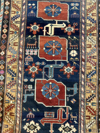 Rare antique Caucasian Karagashli Shirvan rug with pink silk highlights, 19th century. Size: circa 150x95cm / 5ft by 3,1ft http://www.najib.de             