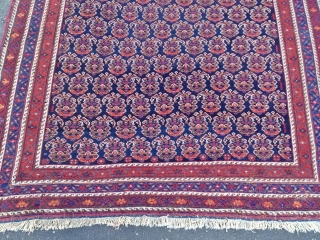 Fresh arrival from a German collection: Large antique Afshar tribal rug from Southpersia with a very well drawn Boteh field pattern. Wool foundation, good quality. Size: ca. 305x165cm / 10ft x 5'5''ft  ...