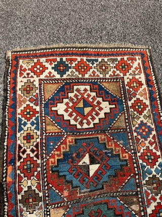 Antique Kazak rug, Age: 19th century. Size: ca. 170x90cm / 5'6''ft by 3ft some condition problems but still a very lovely rug http://www.najib.de          