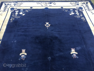 Estate find: Antique oversize Chinese Peking rug, very decorative, size: 520x303cm / 17'1''ft x 10ft , used original condition, some localized wear and old repairs, still very decorative.
     
