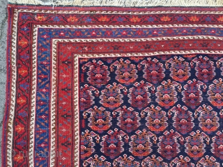 Large antique Afshar tribal rug from Southpersia with a very well drawn Boteh field pattern. Wool foundation, good quality. Size: ca. 305x165cm / 10ft x 5'5''ft some light wear, otherwise good overall  ...