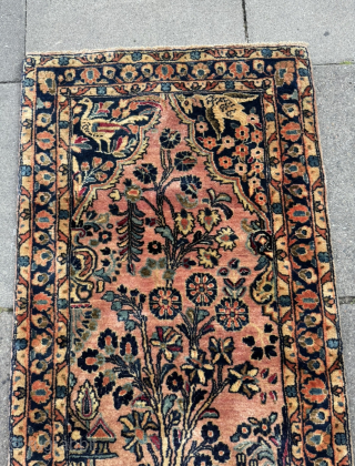 A lovely small Saruk rug with peacocks. Size: 125x65cm / 4‘1ft by 2‘1ft http://www.najib.de                   