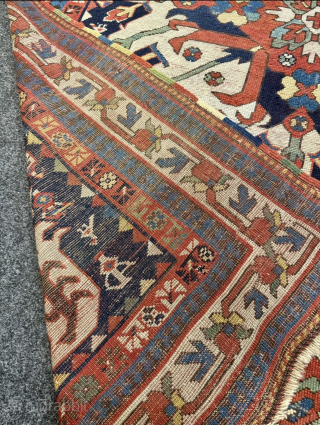 Rare Antique Eagle Kazak rug (Chelaberd / Sunburst), Caucasus circa 1800
A remarkable early example of the famous Eagle Kazak rugs: This rare Chelaberd piece from Karabagh features the iconic "Sunburst" medallion set  ...