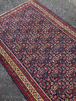 Antique Kurdish Senneh kilim from West-Persia, size: ca. 200x130cm / 6'6''ft by 4'3''ft                    