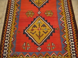 Very nice antique Qashqai kilim. Former Kossow collection. circa 1900. Size: 275x160cm / 9ft x 5'3''ft                 