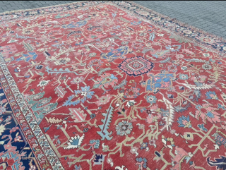 An impressive antique oversize Heriz rug with a beautifully balanced all-over design.  Highly decorative, harmonious in color and full of character.
This remarkable piece came out of an old German mansion, where  ...