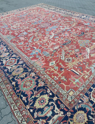 An impressive antique oversize Heriz rug with a beautifully balanced all-over design.  Highly decorative, harmonious in color and full of character.
This remarkable piece came out of an old German mansion, where  ...