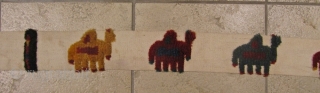 Rare Luri-Bakhtiary tent band fragment displaying a camel caravan. All natural colors. Nice collector´s item. Size: 280x10cm / 9'2''ft x 0'3''ft            