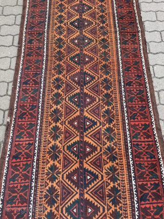 Beautiful antique Baluch runner, size: ca 370x93cm / 12'2'' x 3ft                      