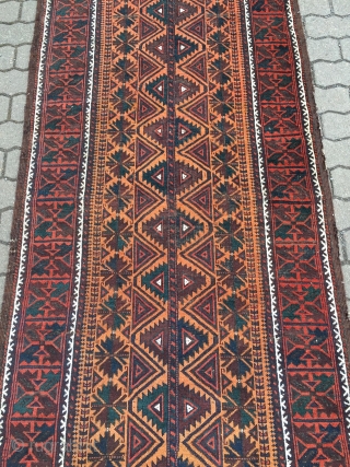 Beautiful antique Baluch runner, size: ca 370x93cm / 12'2'' x 3ft                      