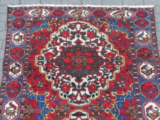 Colorful Persian Bakhtiary rug with lots of flowers and birds, age: circa 1920, size: ca. 205x150cm / 6'7''ft x 5ft             