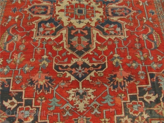 Decorative antique Persian Serapi Heriz. 19th century. Size: ca 370x295cm / 12'2'' x 9'7''                   