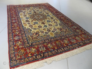 ref: S218/Isphahan  Persian rug , silk foundation , woven with silk and wool , perfect condition , full pile , 1930-1940 SIZE 1.05X 1.60, 5'3X3'5       