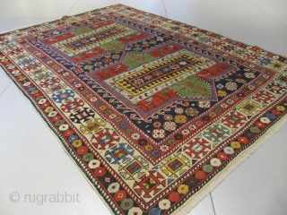 ref:S193/ Chirvan Caucasian antique rug end of 19Th century , perfect condition  size 1.65x 1.20,5'5x2'11                 