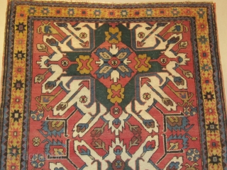 ref: S336/Kazak Adler "Cheleberd" Caucasian antique rug ,perfect condition ,full pile, size .2.40 x 1.15 , 7'9 x 3'9 .             