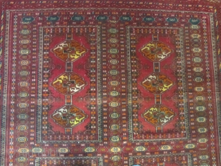 ref: S446 / Boukhara khatchlou Turkmen prayer unusual rug , 1940-1950 perfect condition ,soft like silk size 1.40 x 1.10 , 4'7x 3'7          