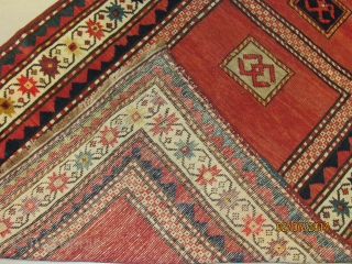 ref: S2362/ Karabagh gendje silhani talish , Caucasian antique rug end of 19th century , only fringes redone , no repairs . size 2.00 x 1.00 , 6'7 x 3'4   