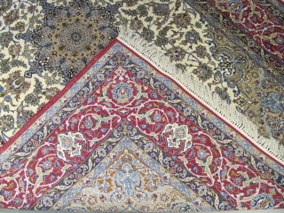 ref: S2295/Isfahan Persian antique rug ,early 2oth century,perfect condition 
2.60x 1.30, 8'6 x 4'3                   