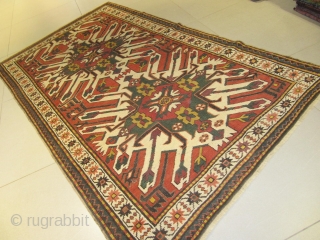 ref: S192/ Karabagh adler Cheleberd, Caucasian antique rug, end of 19th century, perfect condition , no holes , no repairs , size 2.35 x 1.35 , 7'8 x 4'5. A real beauty  ...