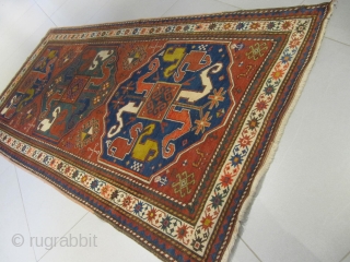 ref:S566 /Karabagh Chanzoresk caucasian antique rug ,end of 19th century , 2.50 x 1.25 8'2 x 4'1                