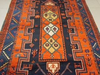 ref: S229 /Kazak Gendge Caucasian Antique rug ,in perfect condition , size 2.45x1.60 cm , 8'1" x 5;3"               
