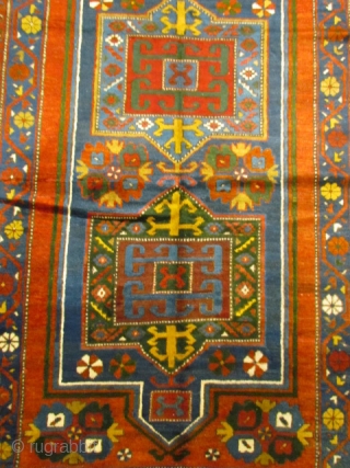 ref: S2361 /Kazak Fakhralo Caucasian Antique Rug ,perfect condition ,size 2.10x1.35 cm , 6'11"x4'5"                   