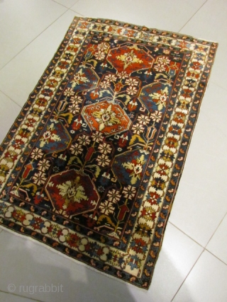 ref: S185 / Kuba konagend caucasian Antique Rug ,perfect condition ,size 1.45x1.00 cm 4'9"x3'3"                   