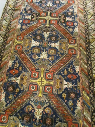 ref: 446 /Karabagh Zeikhour Caucasian Antique Rug ,perfect condition , size 3.80x1.86 cm , 12'6"x6'1"                  