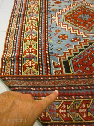 ref: s569/ Kazak Gendge Caucasian Antique Rug , perfect condition , size 2.45x1.20 cm , 8'0"x3'11"                 