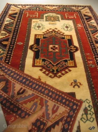 ref: S458 / KAZAK FACHRALO ,CAUCASIAN ANTIQUE PRAYER RUG  , dated 1320A.H-1900 A.D  ,PERFECT CONDITION
size: 5'8 x 3'7  /  1.73 x 1.09       