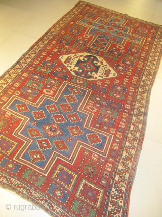 d) Kazak lori pampak Caucasian rug, 19th century, perfect condition
size: 280 X 150  /  9' X 4'              