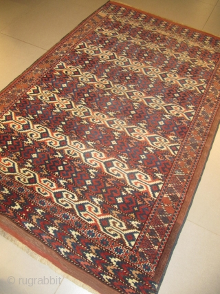 g) Yamout Turkmen rug, 19th century, perfect condition
size: 235 X 150  /  7' X 4'                