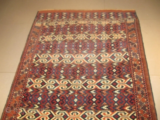 g) Yamout Turkmen rug, 19th century, perfect condition
size: 235 X 150  /  7' X 4'                