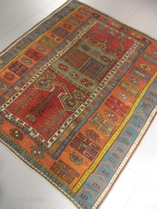 ref: S288,ANATOLIAN YURUK PRAYER RUG END OF 19TH CENTURY,very minor repairs.
size: 1.60 X 1.35  /  5' X 4'             