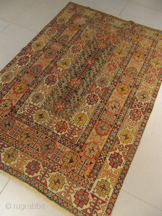 ref: S166 / CHIRVAN DAGHESTAN CAUCASIAN ANTIQUE RUG END OF 19TH CENTURY, perfect restored condition
size: 1.50 X 1.05  /  4' X 3'         