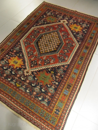 ref: S175 /CHIRVAN CAUCASIAN ANTIQUE RUG , VERY UNUSUAL PATTERN END OF 19TH CENTURY, perfect condition
size: 1.90 X 1.20  /  6' X 3'        
