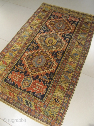 ref: S1998 / CHIRVAN SHAHNAZAR CAUCASIAN ANTIQUE RUG 19TH CENTURY  5 % SMALL REPAIRS FRINGES 
size: 1.70 X 1.05  /  5' X 3'       