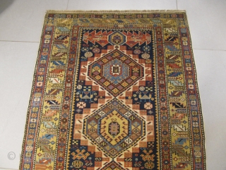 ref: S1998 / CHIRVAN SHAHNAZAR CAUCASIAN ANTIQUE RUG 19TH CENTURY  5 % SMALL REPAIRS FRINGES 
size: 1.70 X 1.05  /  5' X 3'       