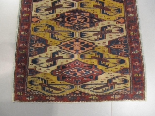 ref: S245 /KUBA ALPAN CAUCASIAN ANTIQUE RUG 19TH CENTURY , VERY UNUSUAL SMALL RUG 
size: 1.00 X 0.75  /  3' X 2'         