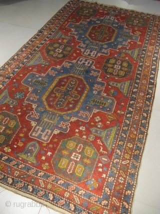 ref: S198 / OKKUBA KONAGEND CAUCASIAN ANTIQUE RUG 19TH CENTURY 10% SMALL REPAIRS 
size: 2.95 X 1.60  /  9' X 5'          