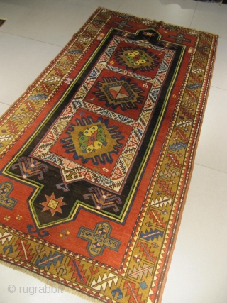 ref: S173 /Kazak Fakhralo, Caucasian antique rug, 19th century, perfect condition
size: 2.45 X 1.30  /  8' X 4'             