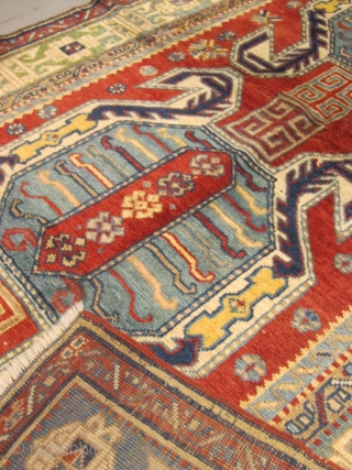 ref: S1592 / karabagh lenkoran caucasian antique rug dated 1920 A.D  excellent condition 
size: 2.05 X 1.30  /  6' X 4'         