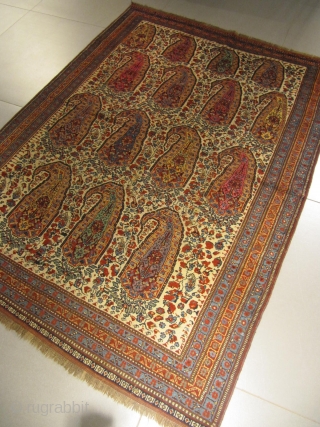 ref: S413 / KHAMSEH PERSIAN ANTIQUE RUG 19TH CENTURY   , BOTEH DESIGN PERFECT CONDITION 
size: 1.95 X 1.40  /  6' X 4'       